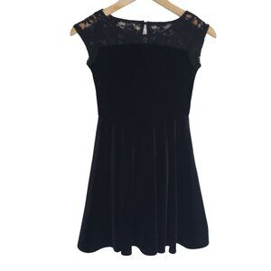 PS Aeropostale Girls Black Velvet Lace Skater A Line Dress Size 10 Party Holiday